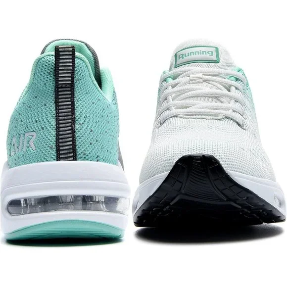 Women Tennis Sports Athletic Workout Running Sneakers White Green Lightweight - Picture 3 of 6